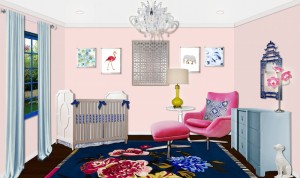 pink and blue nursery design