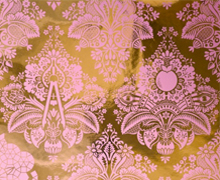 Pink and Gold Damask Nursery Wallpaper