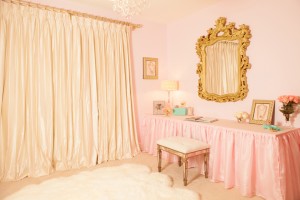 pink and gold nursery design