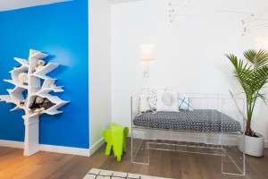 white and blue modern nursery