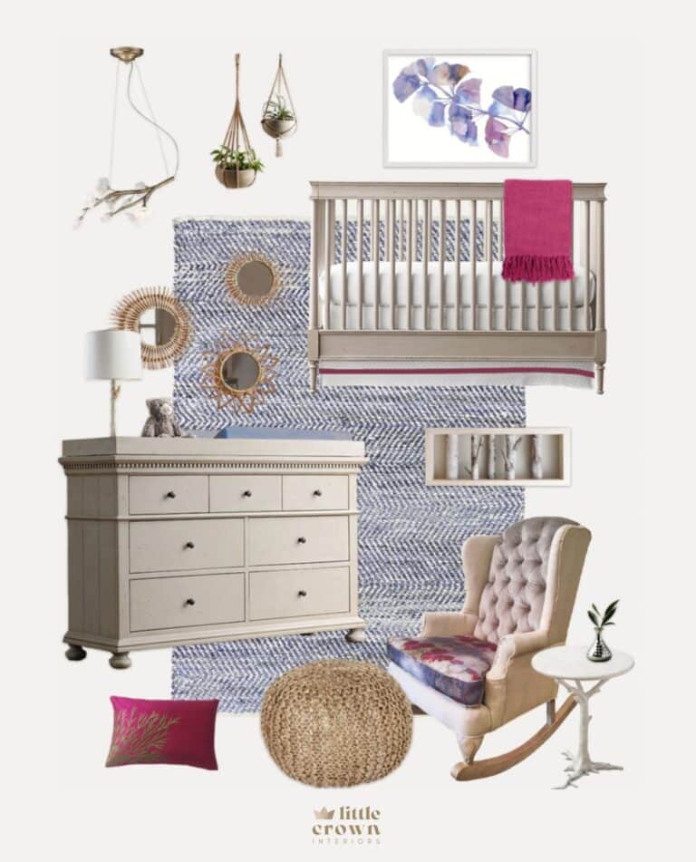A Navy and Pink Nursery Inspired by a Rocking Chair