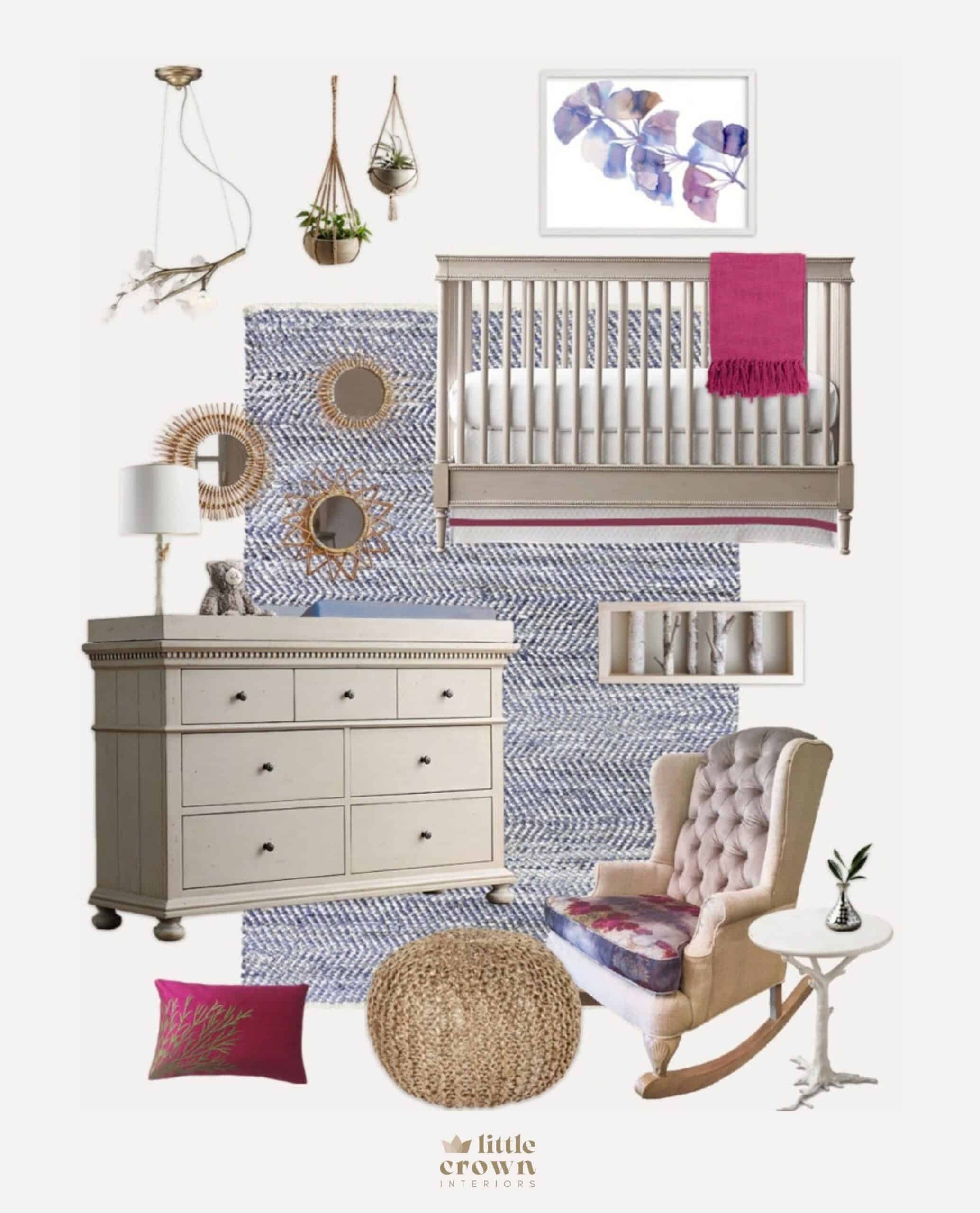 A Navy and Pink Nursery Inspired by a Rocking Chair