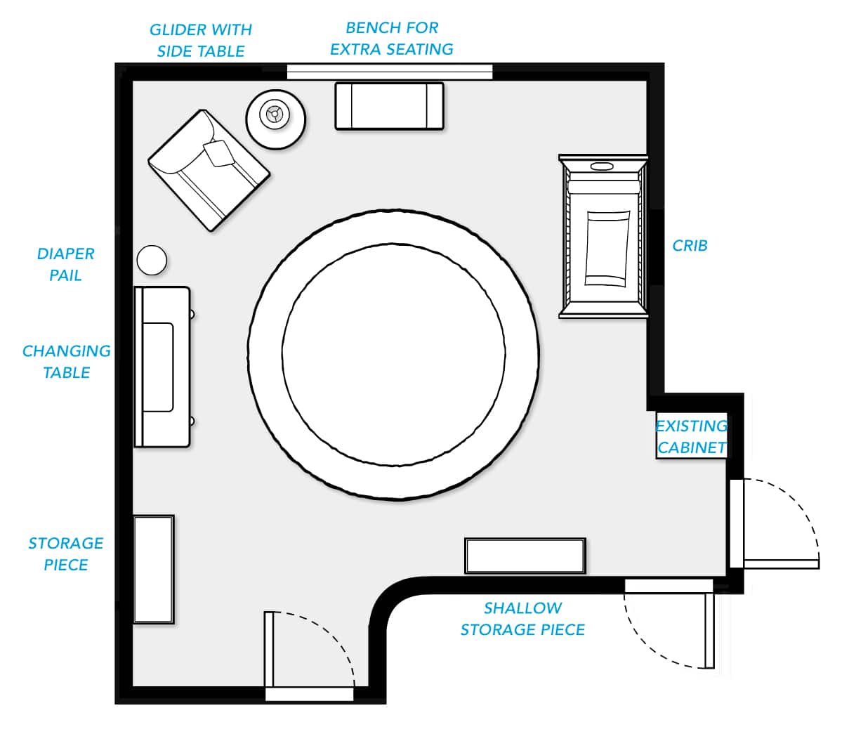 Nursery E-Design Floor Plan | Little Crown Interiors