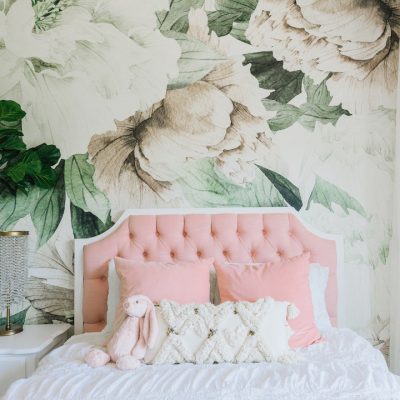 Large Blush Floral Wall Mural