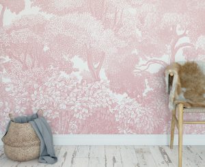 Pink Forest Wallpaper Detail | Little Crown Interiors