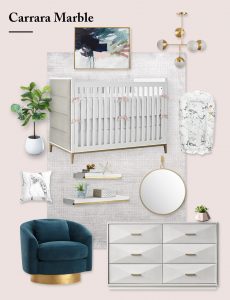 Marble Nursery Design Board by Little Crown Interiors