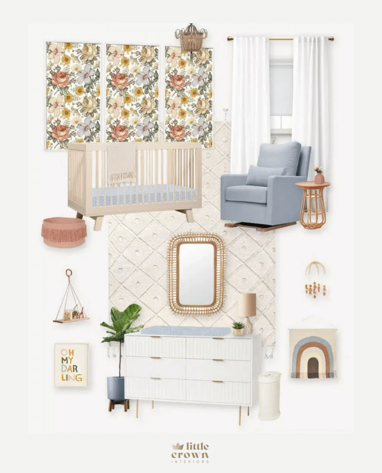 Neutral & Blue Scandinavian Nursery by Little Crown Interiors