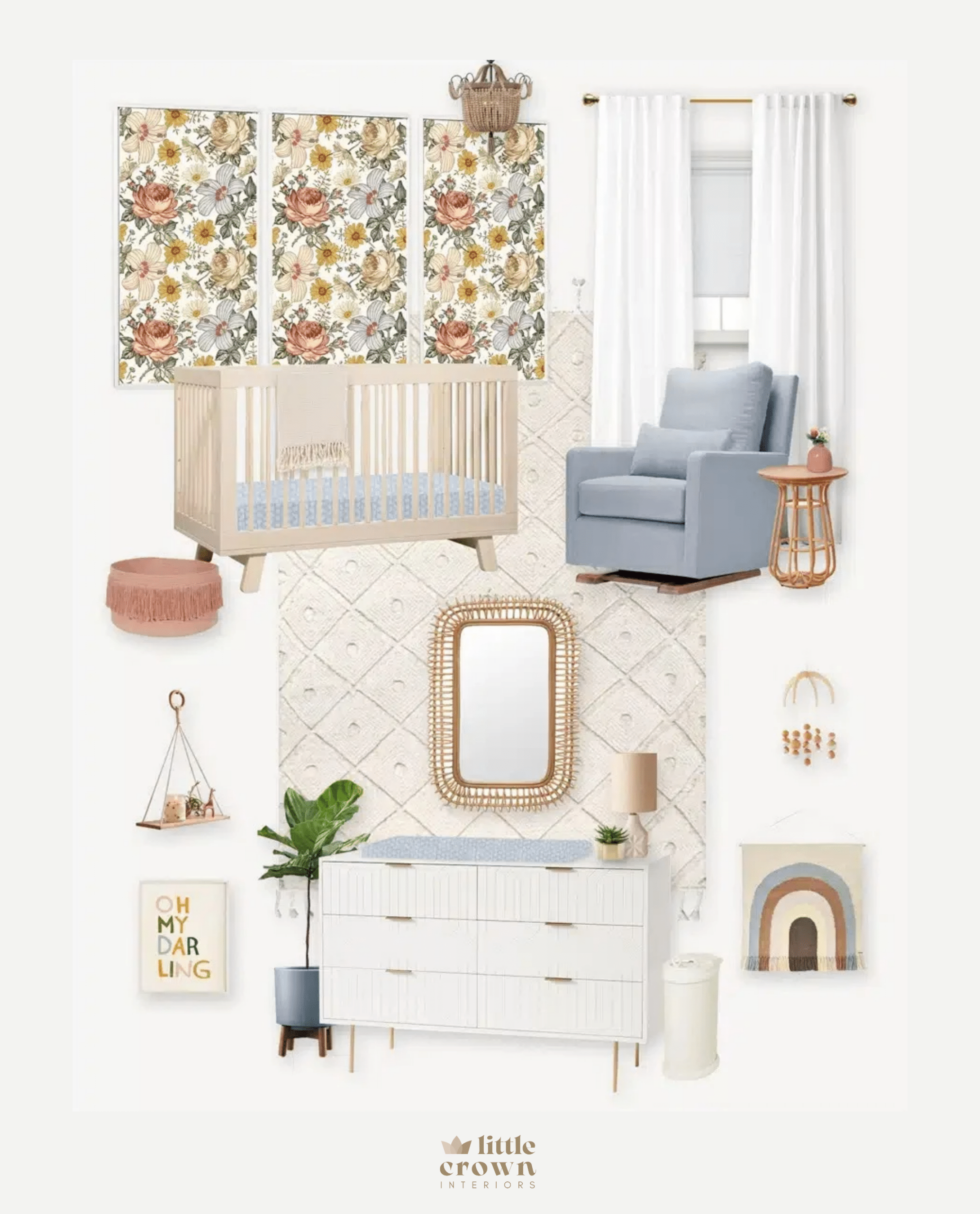 Neutral & Blue Scandinavian Nursery by Little Crown Interiors