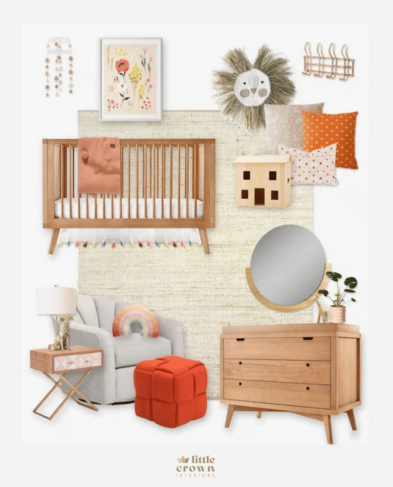 A Colorful Scandinavian Nursery With Orange & Pink