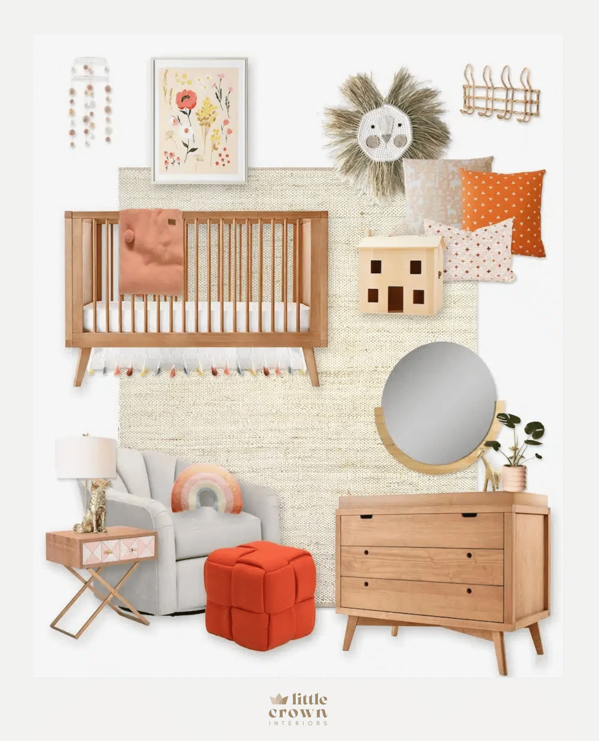 A Colorful Scandinavian Nursery With Orange & Pink