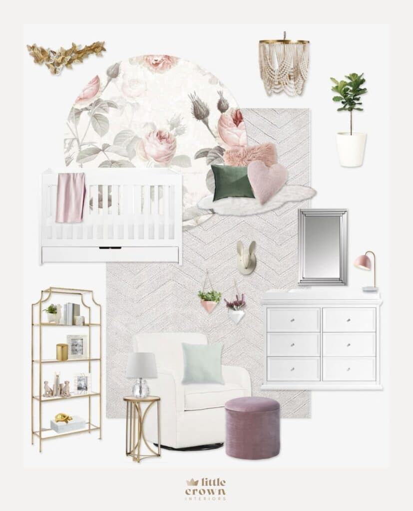 Floral Blush Nursery Design by Little Crown Interiors