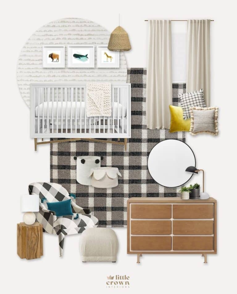 A Preppy Plaid Nursery Design With Warm Woods