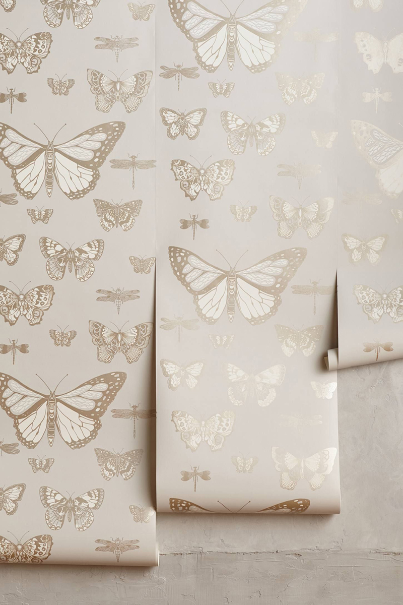 Neutral Butterfly Wallpaper for Nursery
