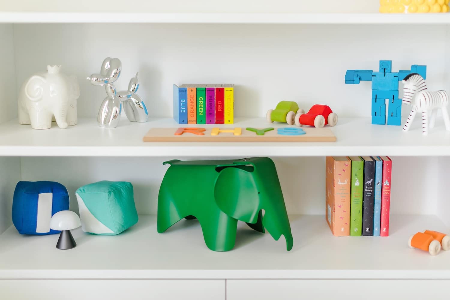 Colorful Modern Safari Nursery Bookcase Toys