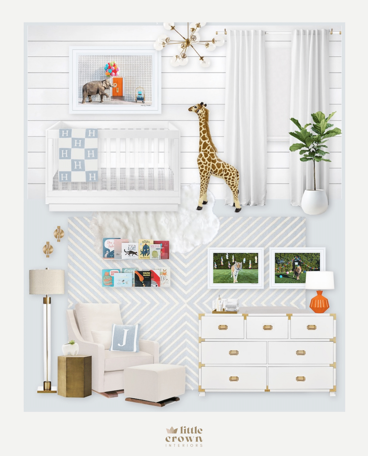 White Blue Shiplap Virtual Nursery Design
