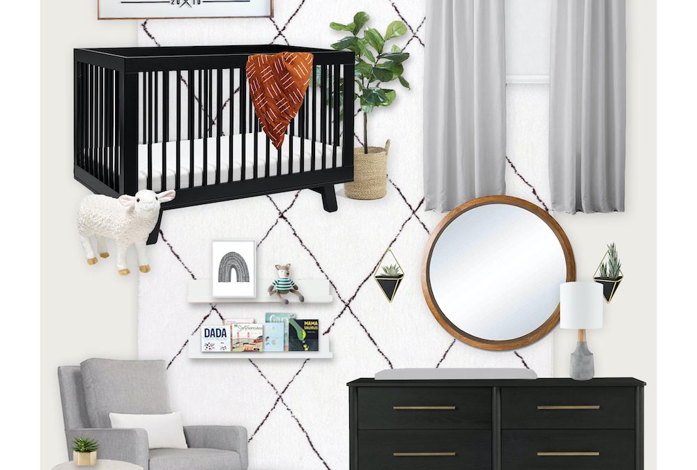 A Gender Neutral Nursery E-Design with Black Accents