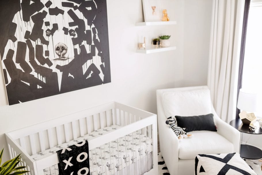 Design Reveal Modern Black and White Nursery Little Crown Interiors