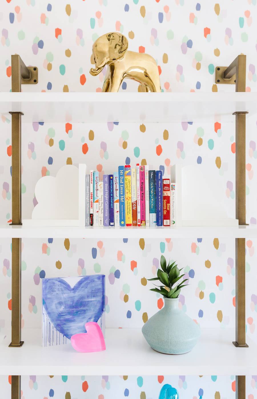 Colorful Nursery Bookshelf Decor and Styling