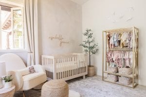 Natural & Neutral Nursery Design with Open Clothing Rack