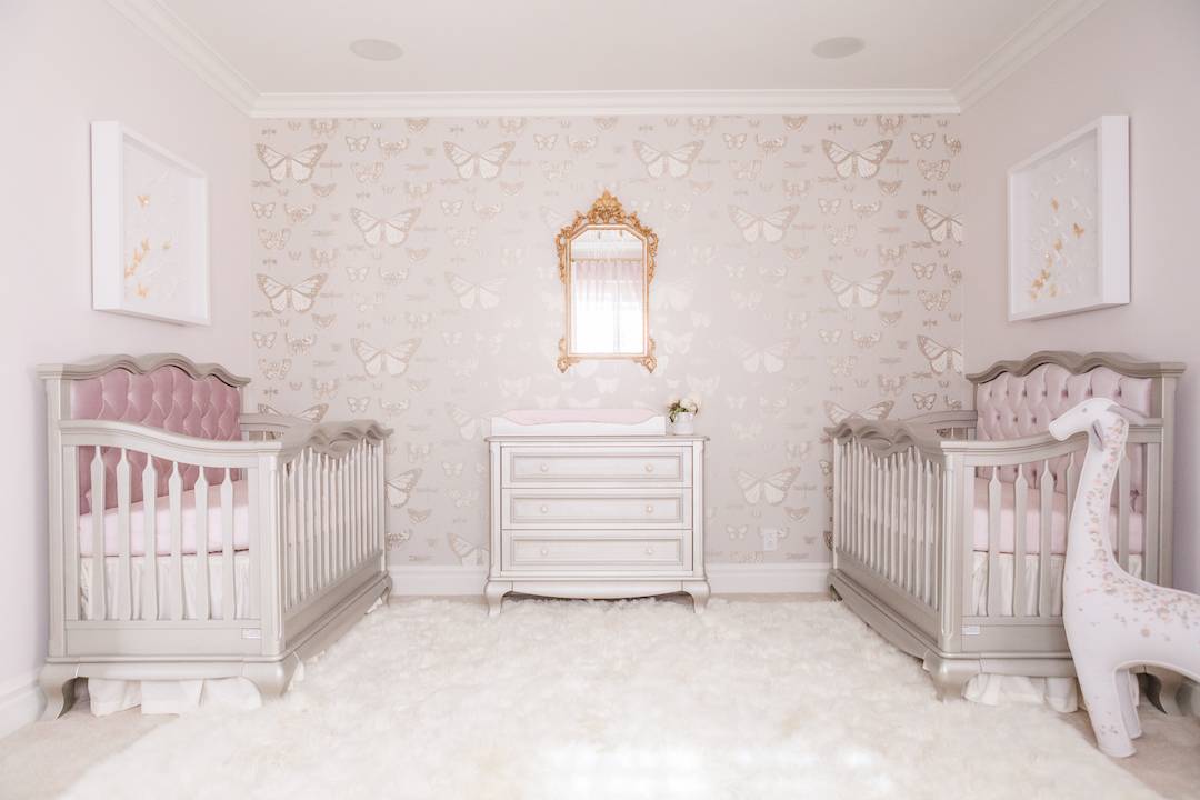 Girl's Butterfly Theme Nursery for Twins