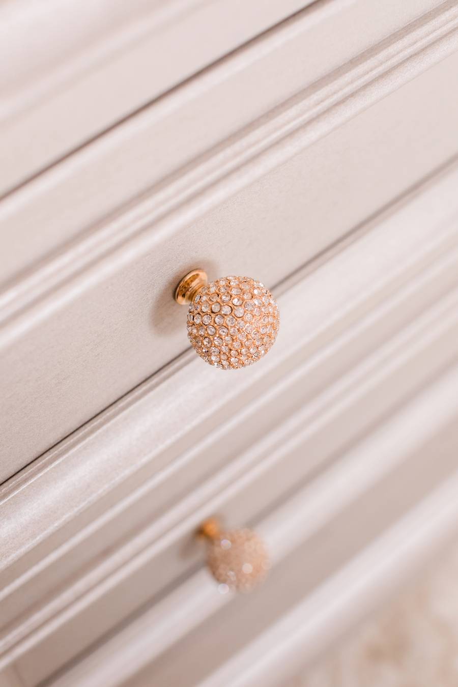Custom Gold Knobs on Silver Changing Table