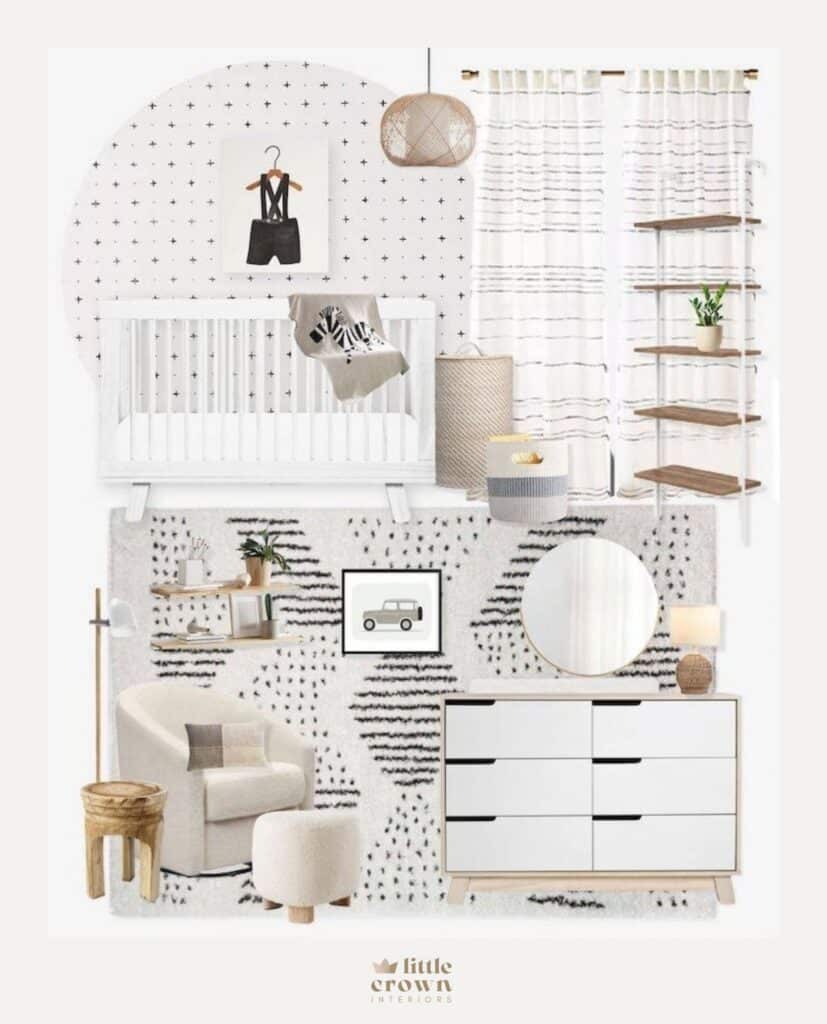 Neutral, Black & White Nursery Design by Little Crown Interiors