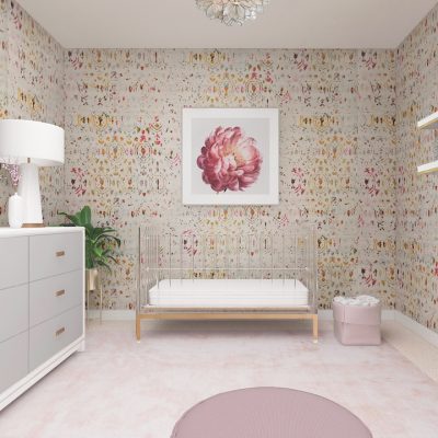 Floral Nursery Art with Colorful Wallpaper