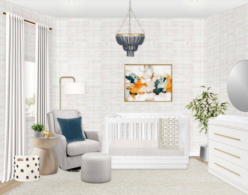 E-Design Reveal: Neutral Nursery Design with Abstract Art