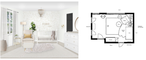 Neutral Nursery E-Design with Floral Wallpaper