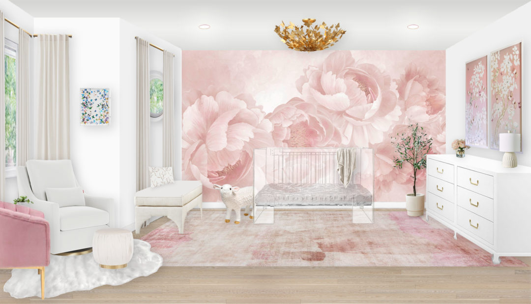 Blush Traditional Floral Nursery by Little Crown Interiors