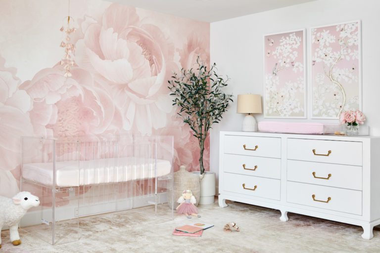 Blush Traditional Floral Nursery by Little Crown Interiors