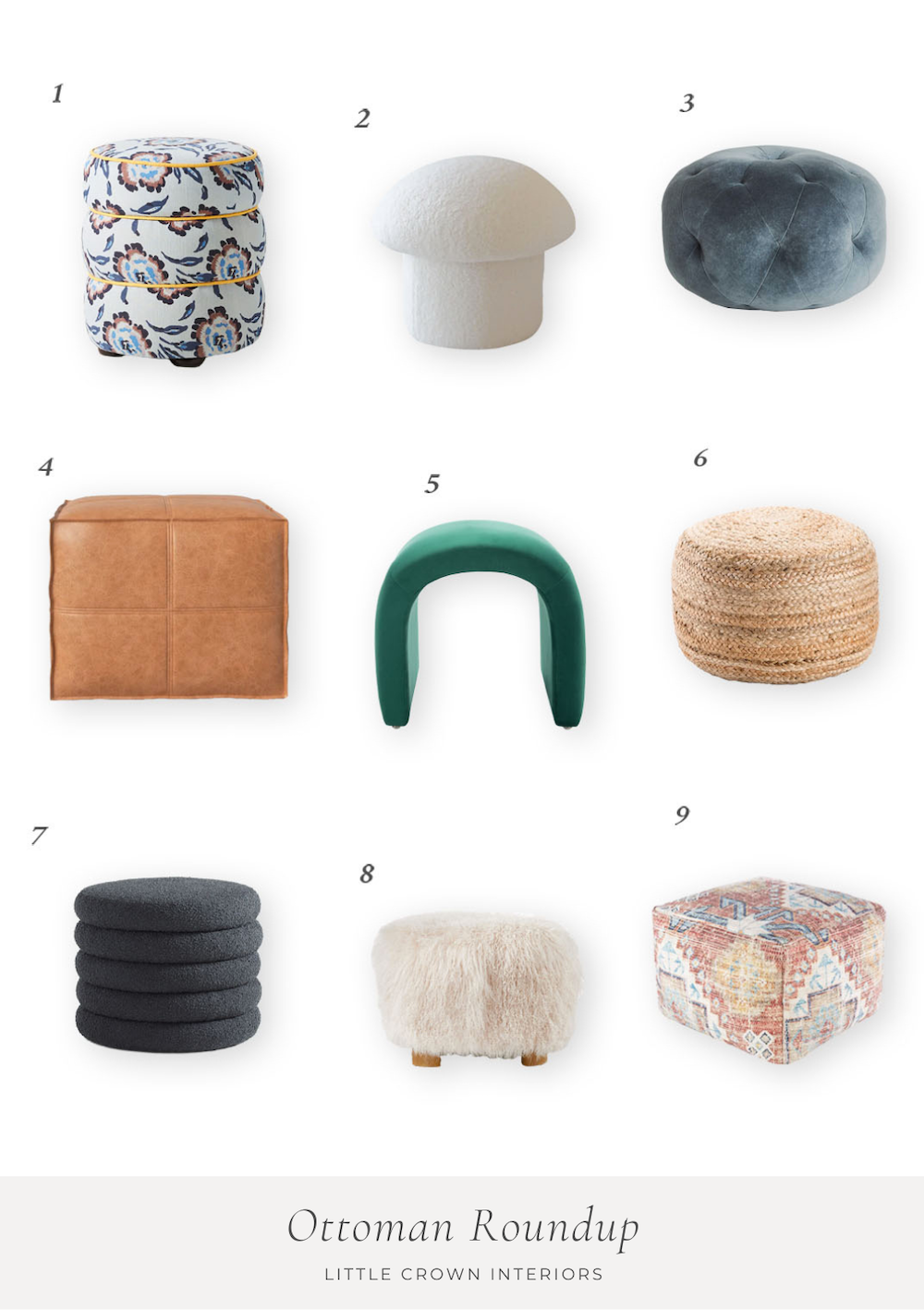 Our Favorite Nursery Ottomans and Poufs Little Crown Interiors