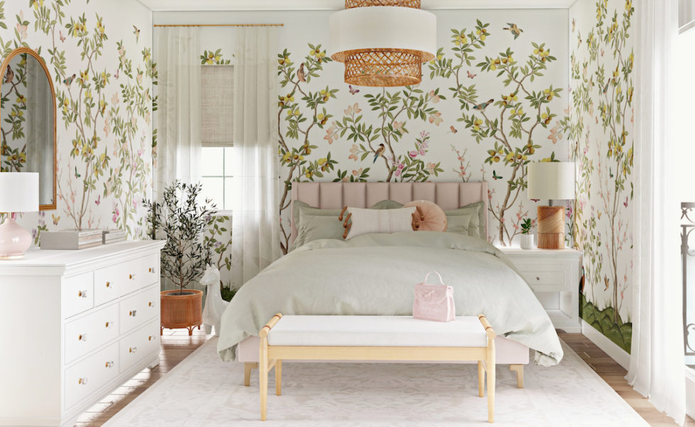 Chinoiserie Girl's Bedroom in Orange County - Little Crown Interiors