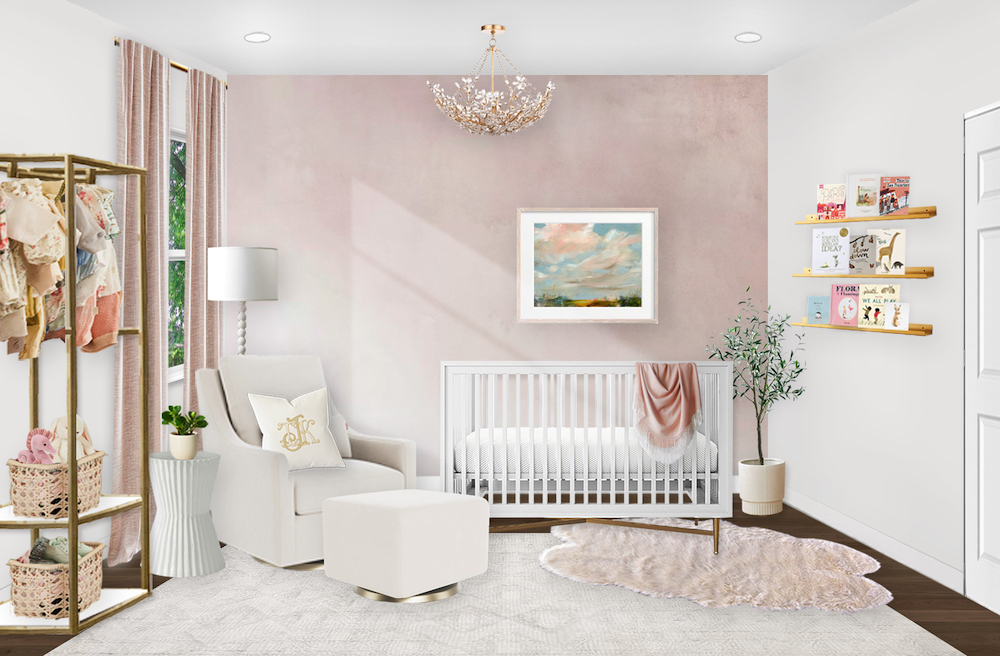 Modern pink nursery with vintage touches