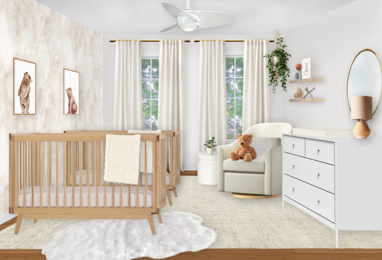 Neutral Nursery Virtual Design for Twins