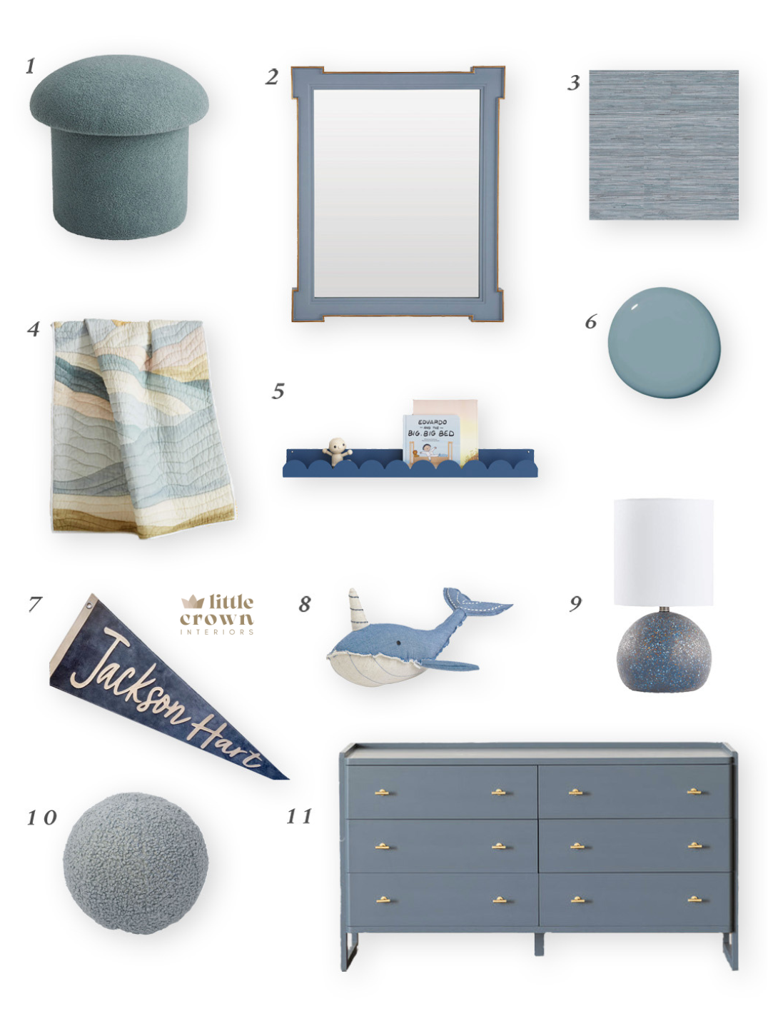 Slate Blue Calming Nursery Decor and Furniture