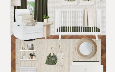 A Neutral and Emerald Green Nursery Virtual Design