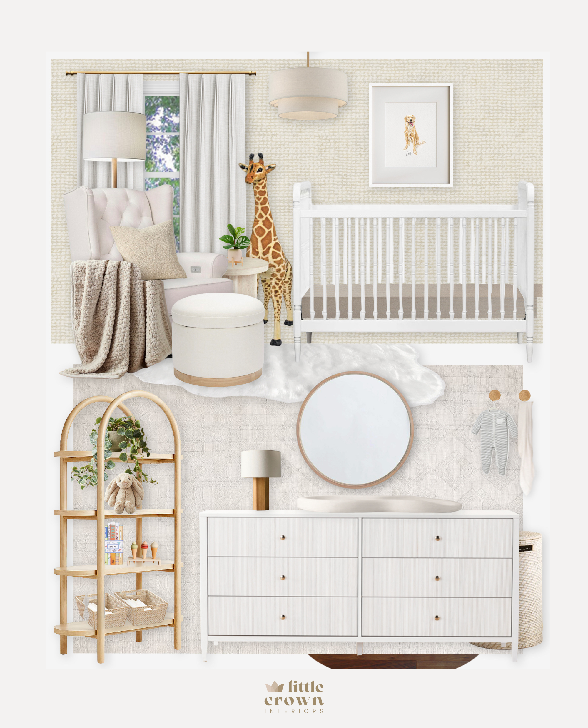 Neutral Nursery Virtual Design with Safari Details