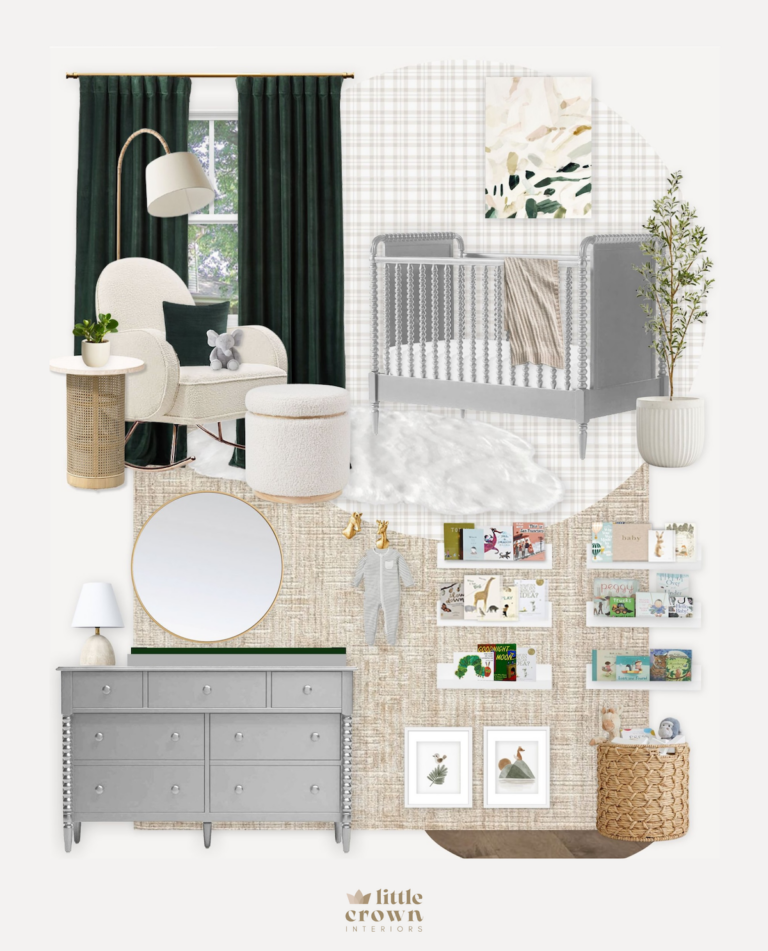 Neutral Emerald Green Nursery Virtual Design