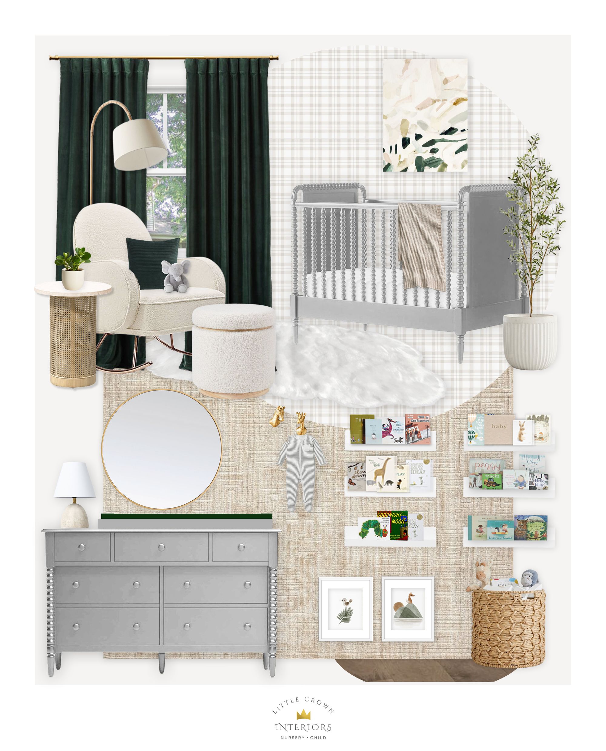 Neutral, Gray and Deep Green E-Design Nursery