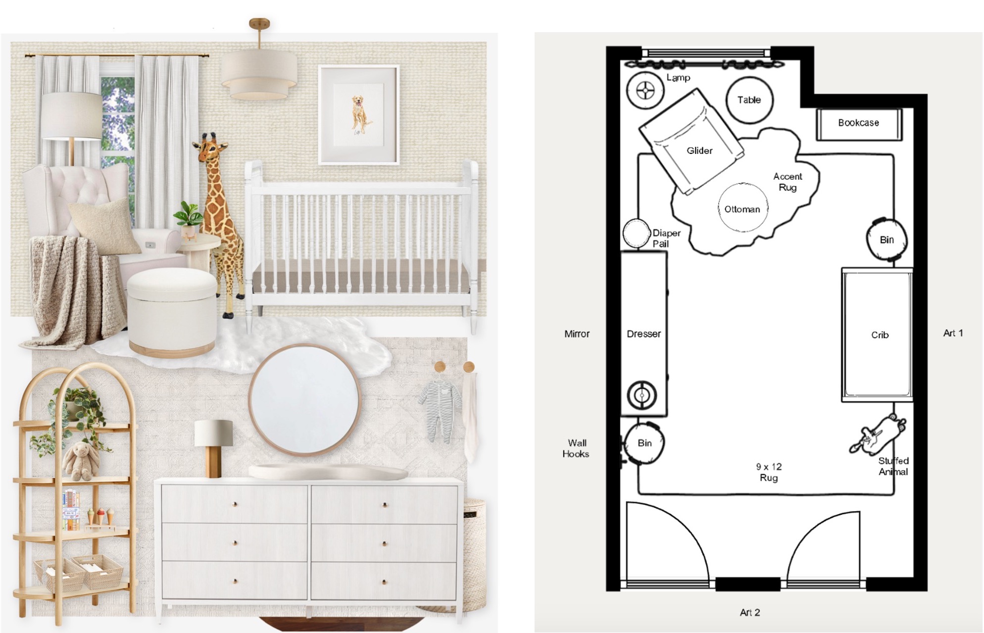 Neutral Nursery E-Design and Floor Plan