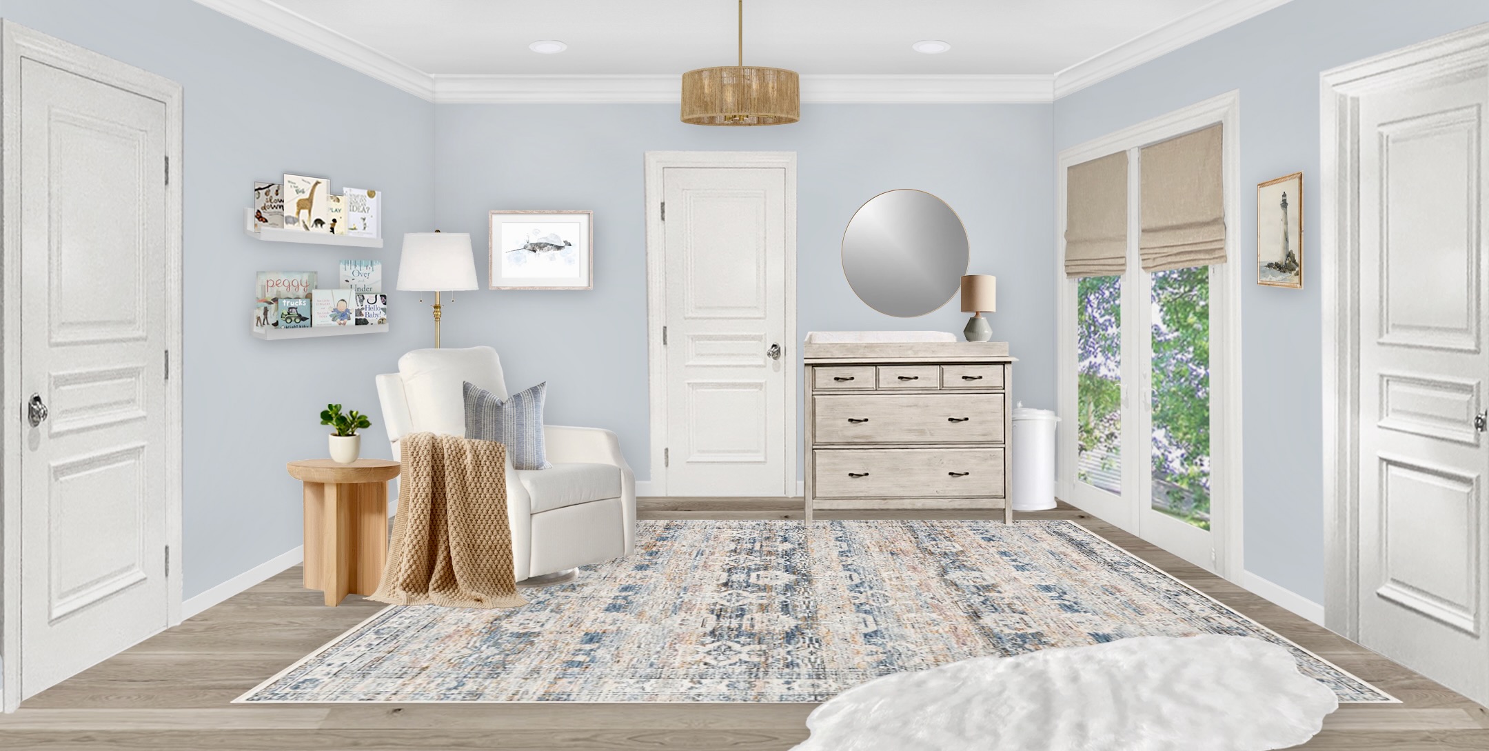 A Soft Blue Coastal Nursery Design