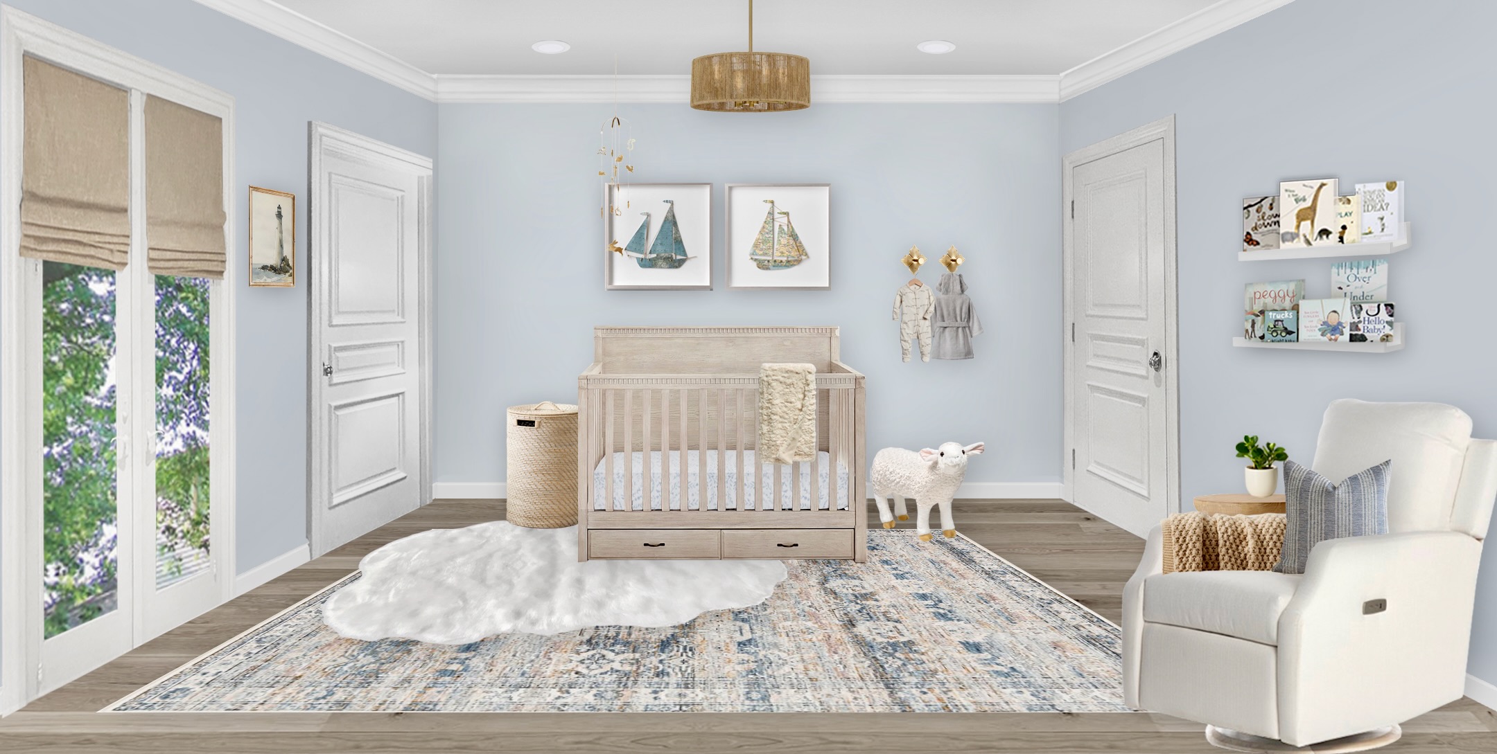 Gray and blue baby room best sale