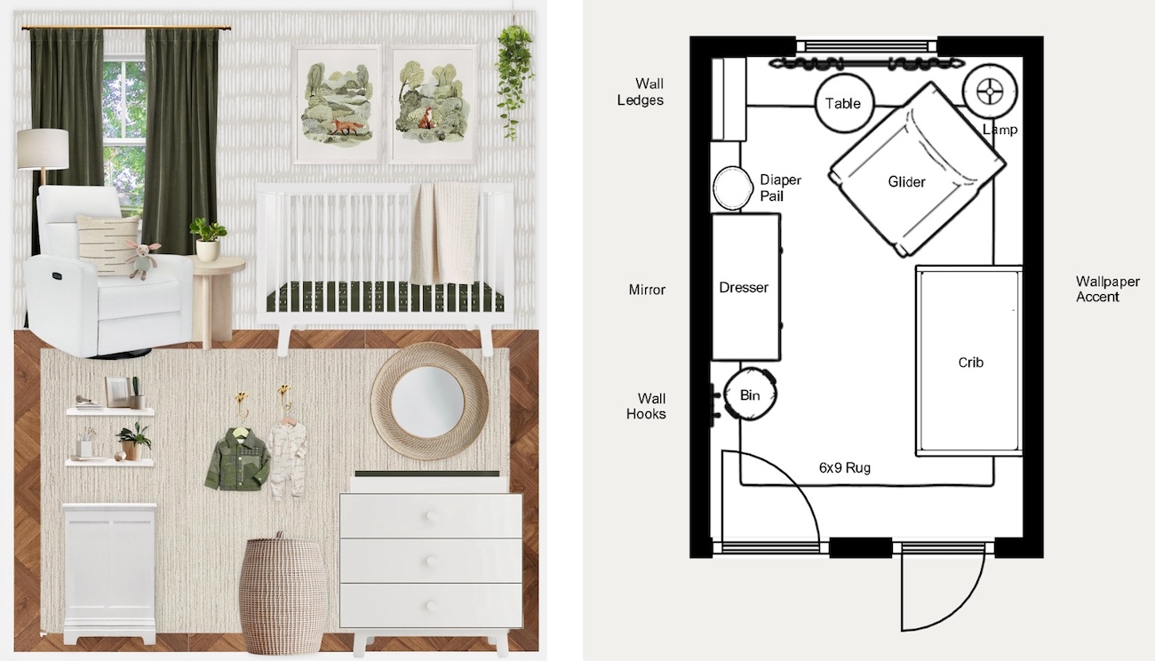 A Woodland Neutral & Green Nursery E-Design