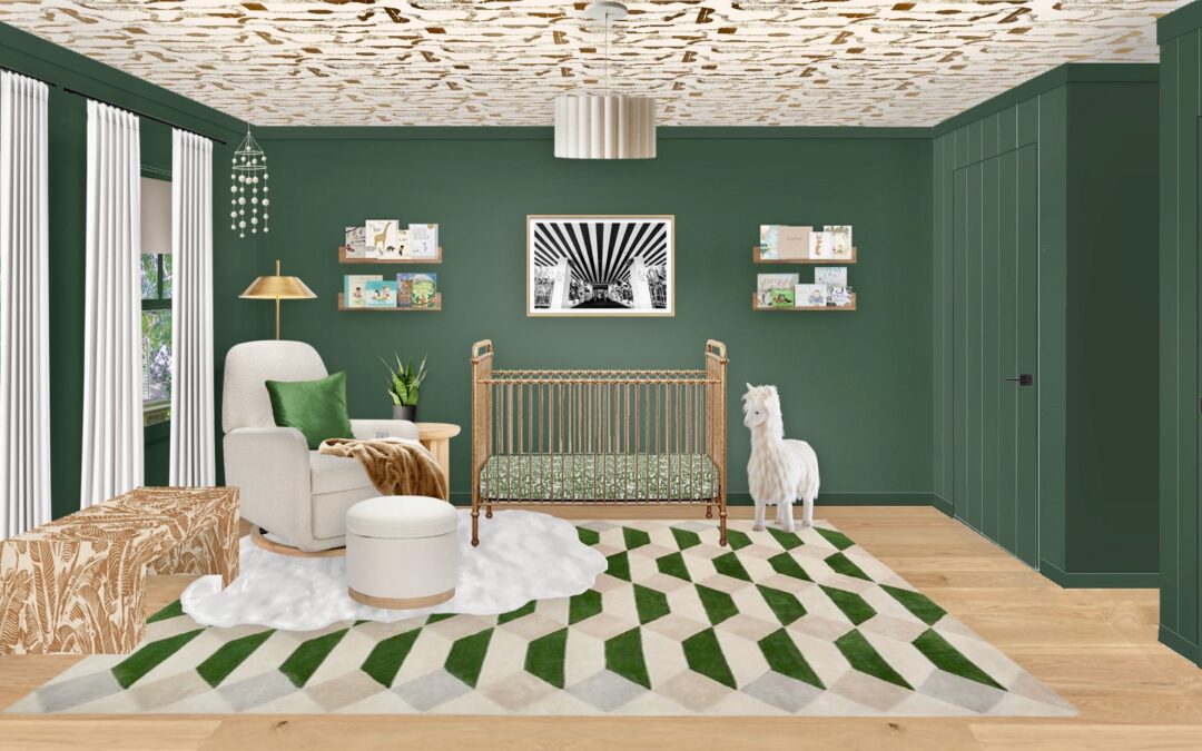 A Bold Dark Green Nursery Design Full of Drama