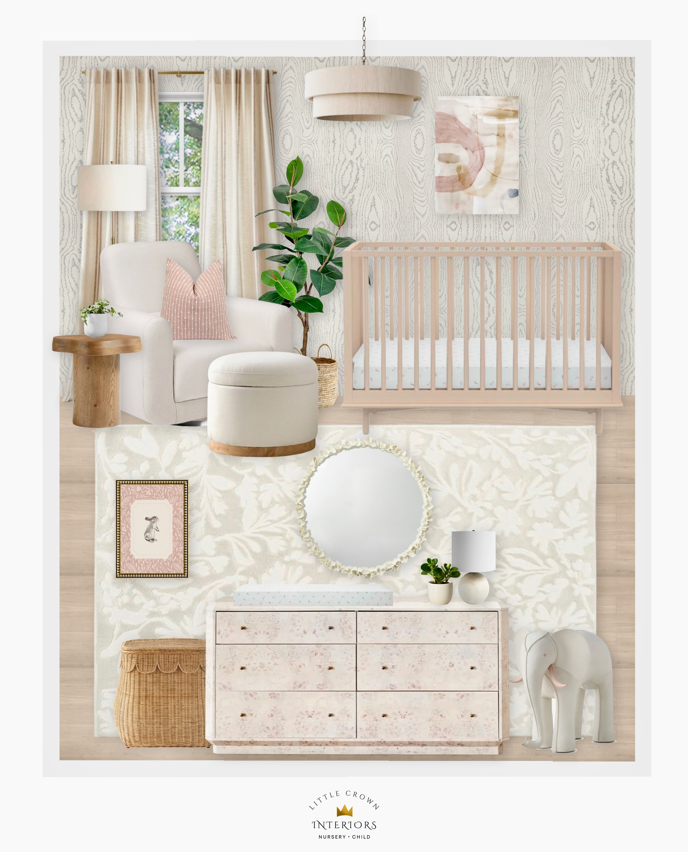 Modern Neutral Blush Nursery Design Virtual