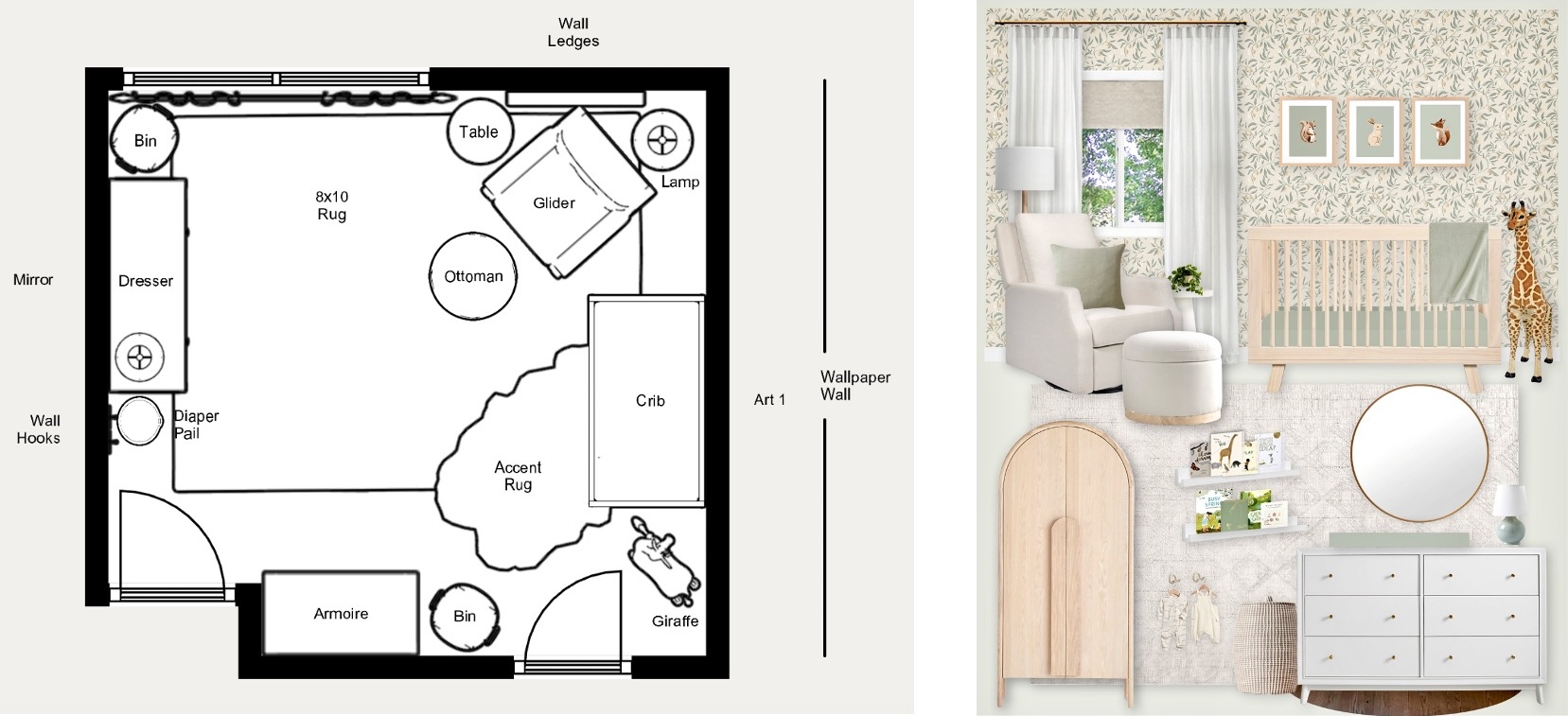 Neutral & Sage Green Nursery Floor Plan