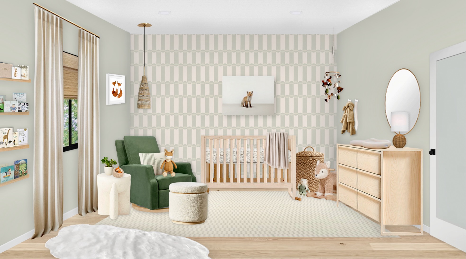 Neutral Sage Green Virtual Nursery Design