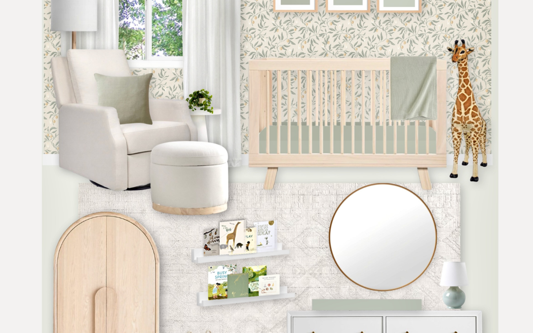 Neutral & Sage Green Nursery with Botanical Wallpaper