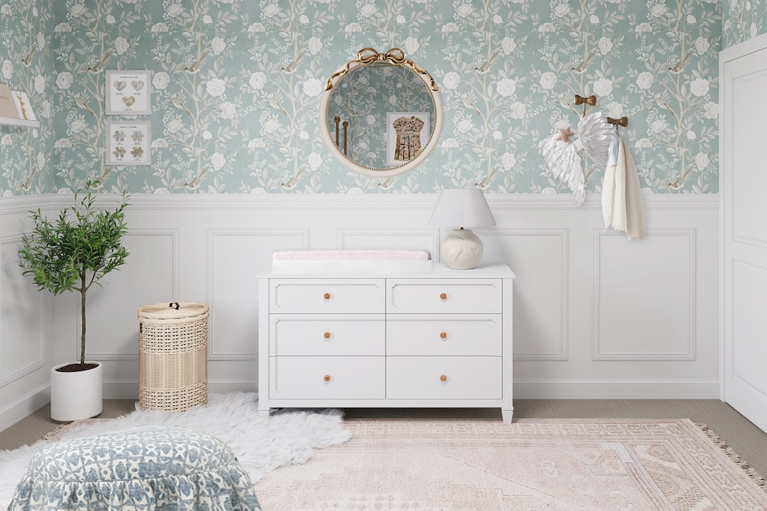 Soft Blue Floral Nursery with Parisian Charm